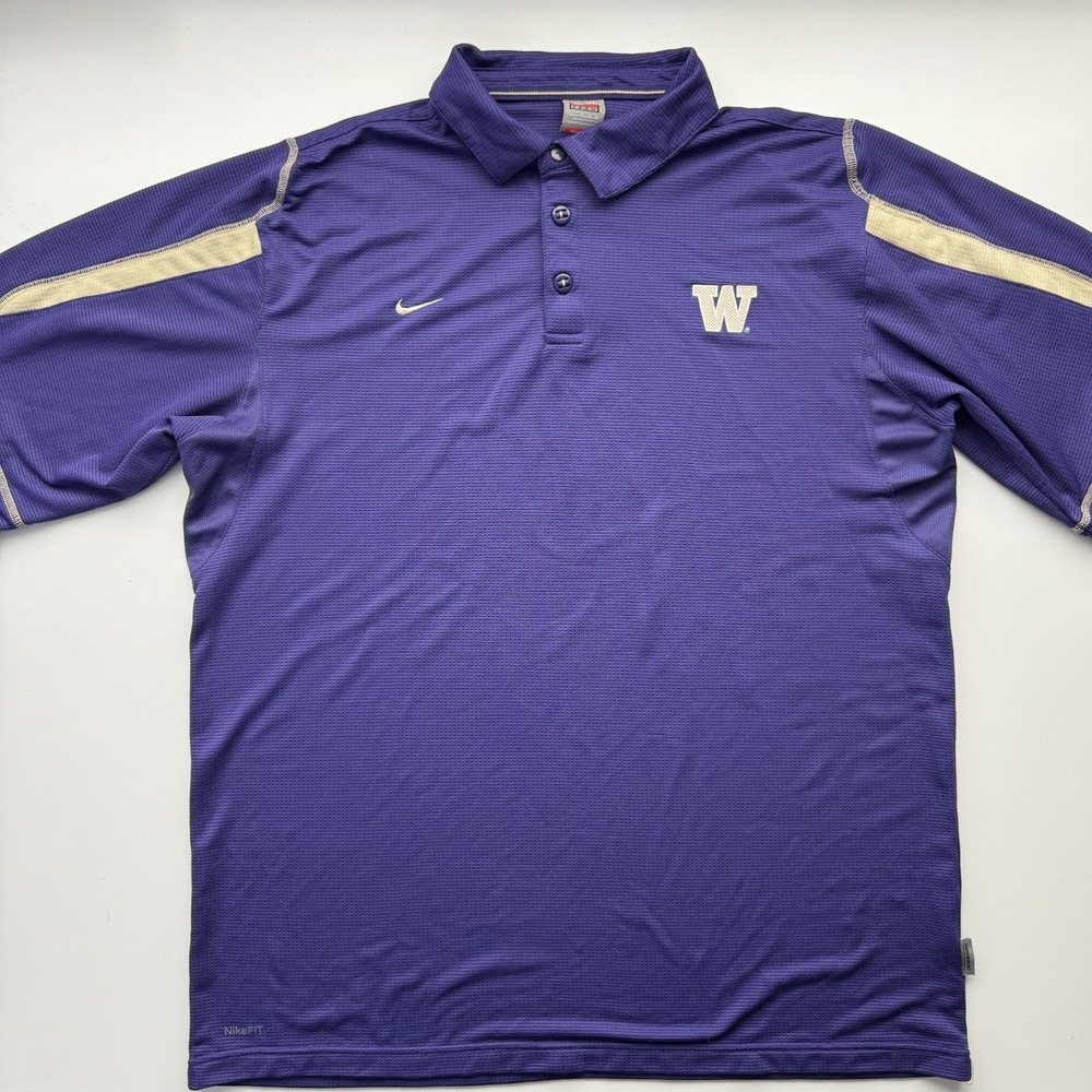 NIKE Vintage UW Washington Huskies S/S Dri-Fit Polo Shirt Mens XL‎ Purple